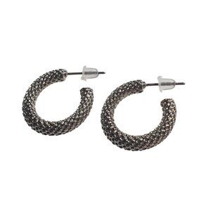 Metal Textured Hoop Earrings Post Back Silver Tone Pierced Fashion Gift Mom Core